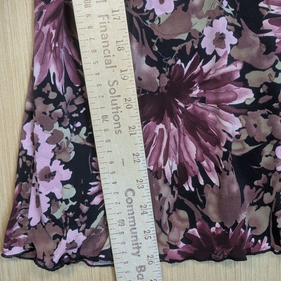 jtb Dark Floral Top Y2K Babydoll Flutter Sleeve Empire Waist Blouse Womens Small - Picture 7 of 7